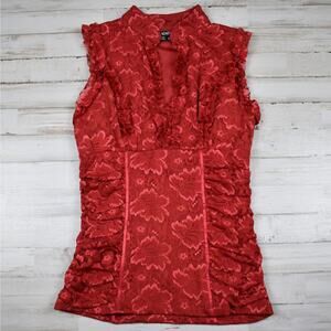 Vintage Y2K Coquette Red Ruffle Lace Top Junior's M